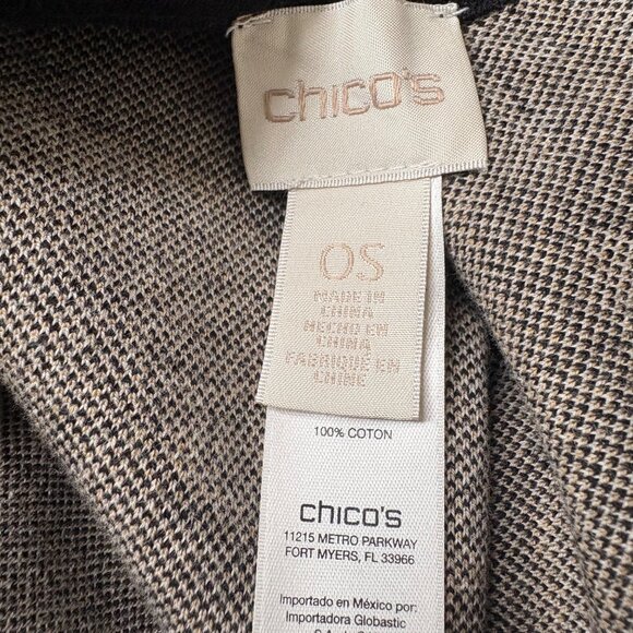 Chicos Zebra Print Open Poncho Wrap OS Cotton Black Tan Statement Warm Animal - Picture 2 of 8